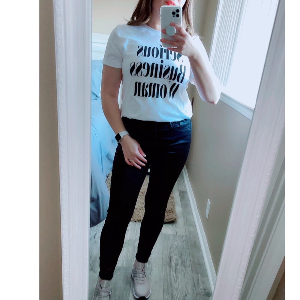 Serious business woman tee in white - Picture 5 of 5